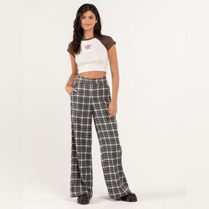 RSQ Womens Wide Leg Plaid Pants